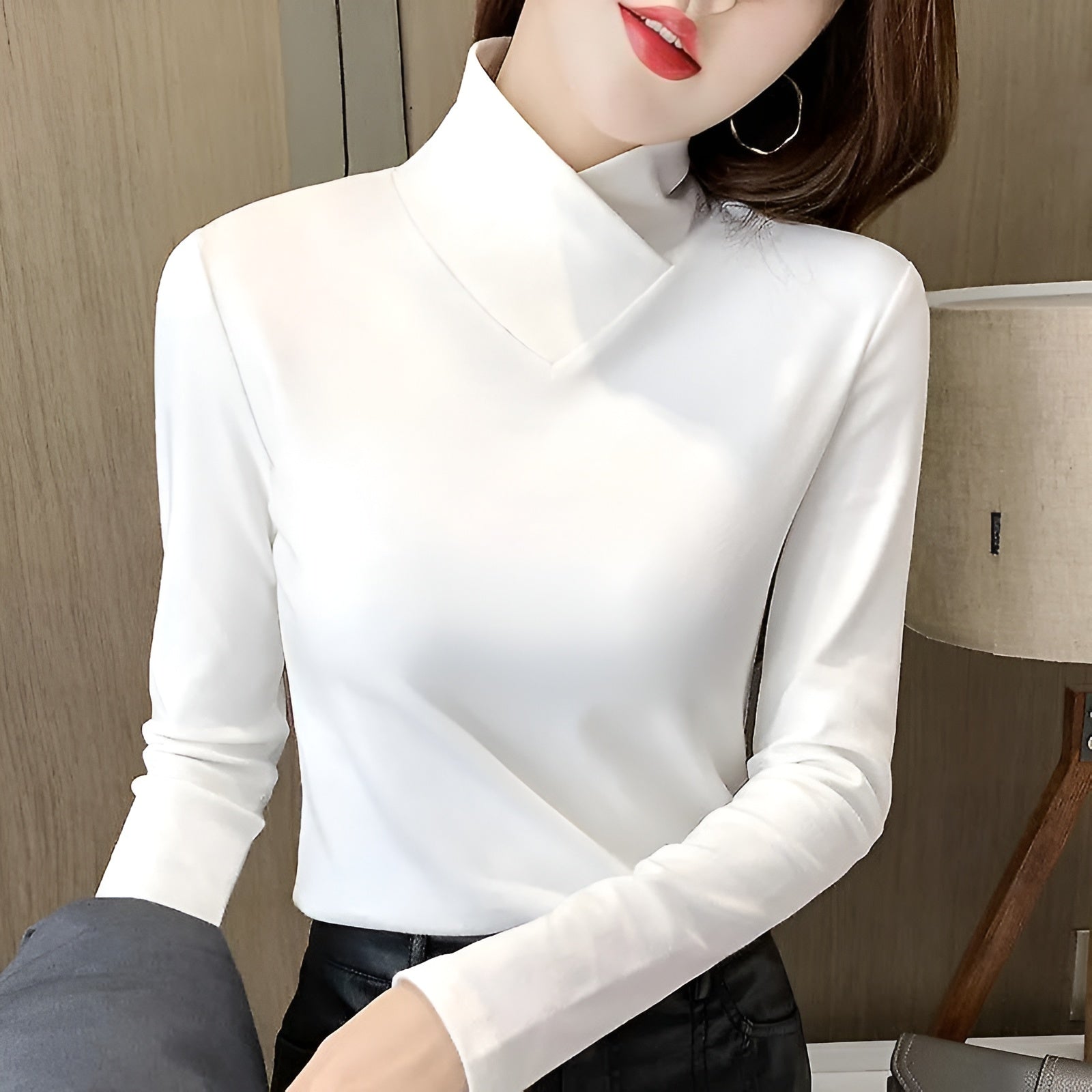 Women's Classic Crew Neck Long Sleeve Fashion Top - BritishElegance