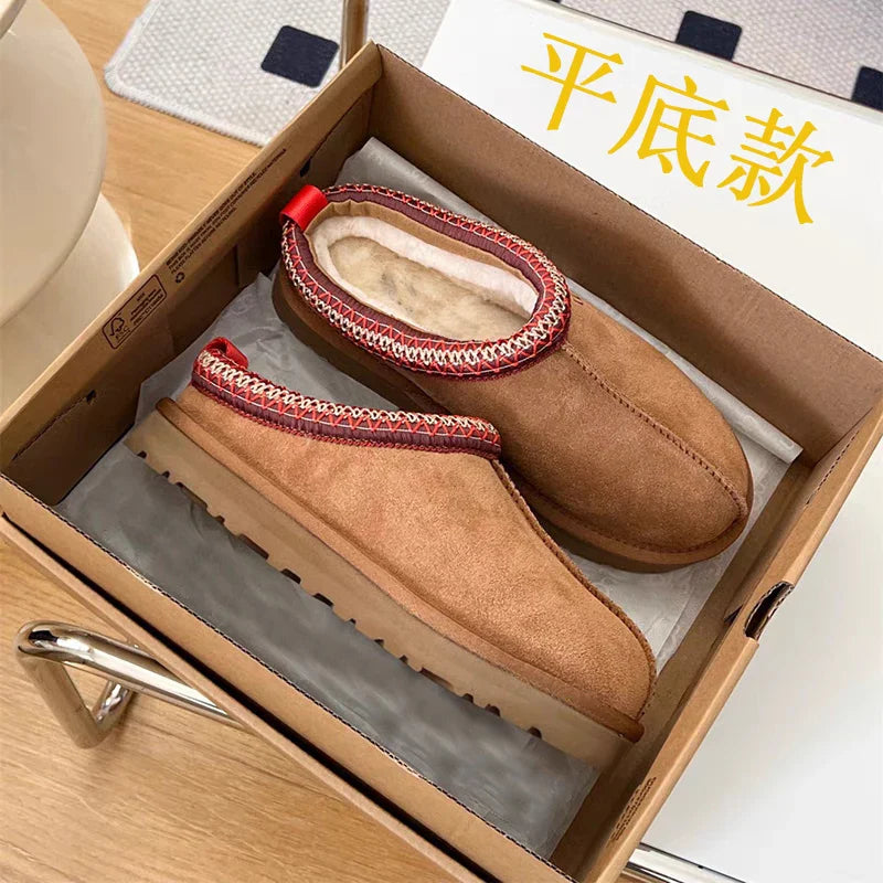 Stylish Women’s Ultra Mini Platform Booties – Brown Ankle Boots with Warm Fur Lining for Winter