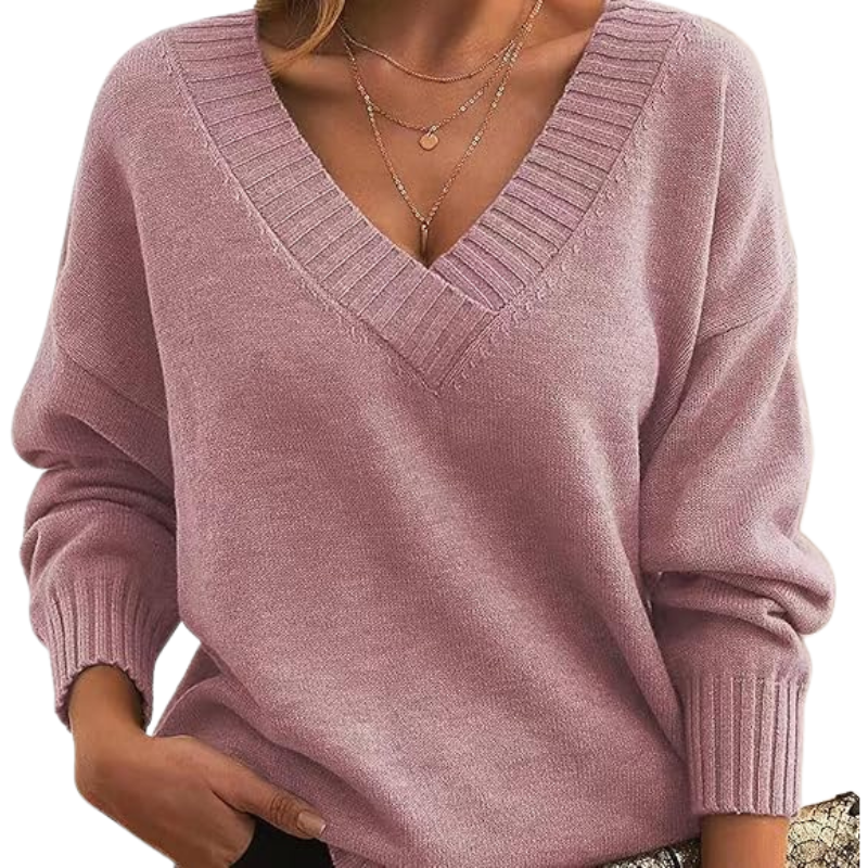 Women’s Relaxed Deep V-Neck Knit Sweater