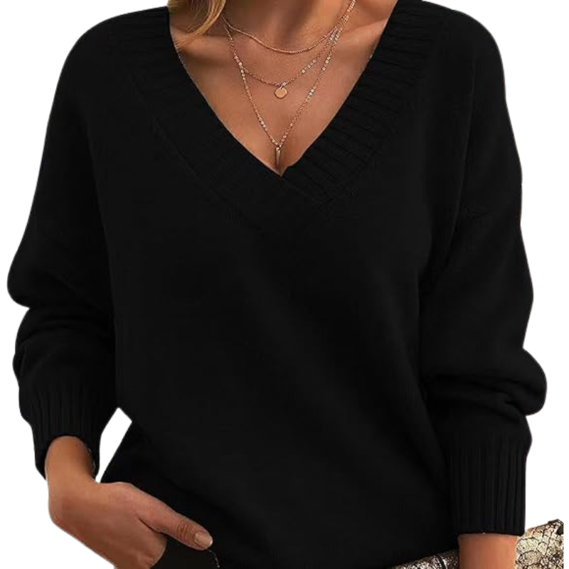 Women’s Relaxed Deep V-Neck Knit Sweater