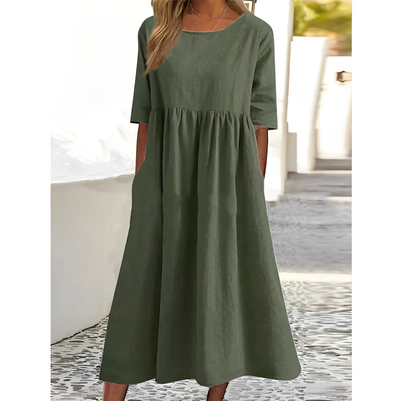 Simple A-Line Knee Length Dress