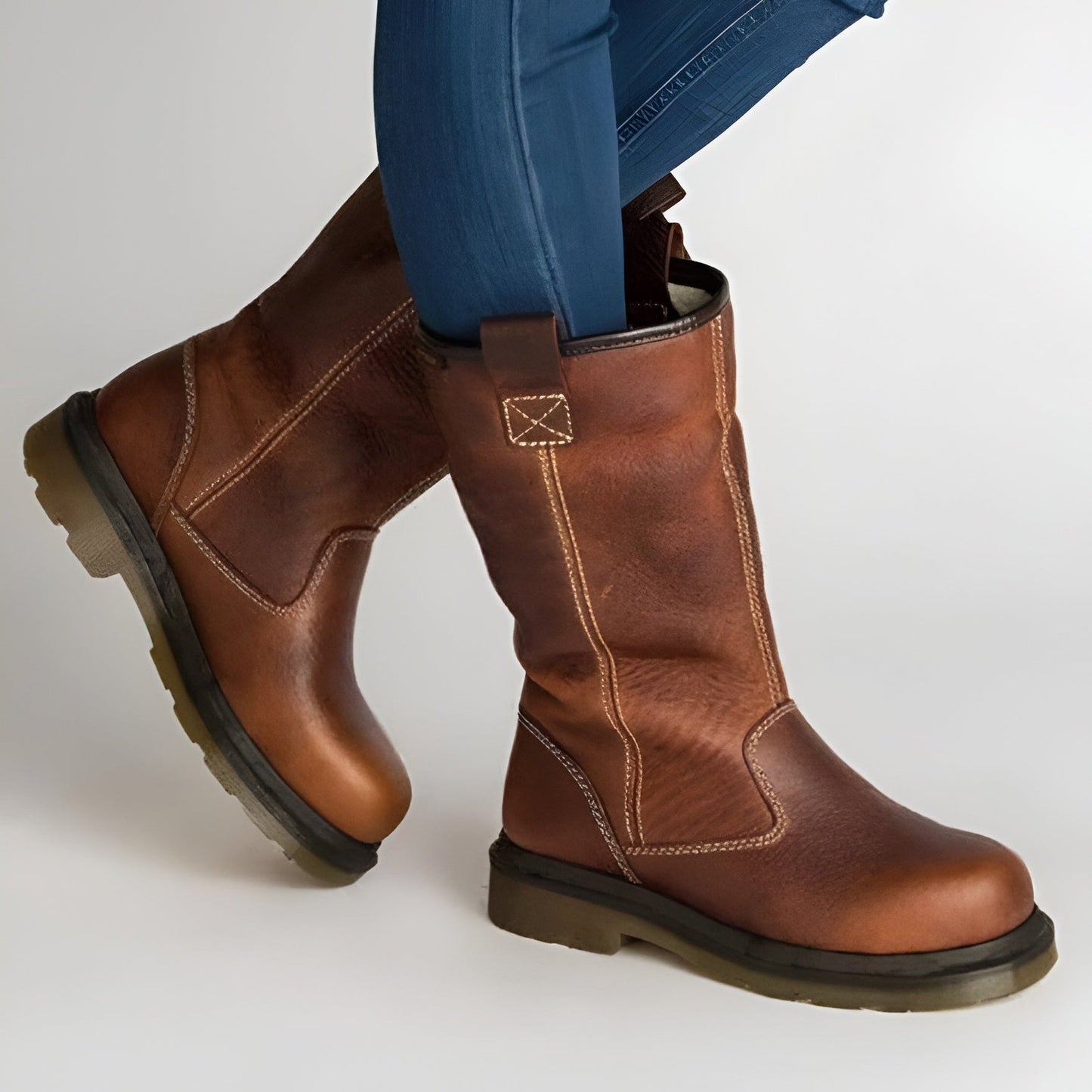 Insulated Faux Leather Fashion Ankle Boots - BritishElegance