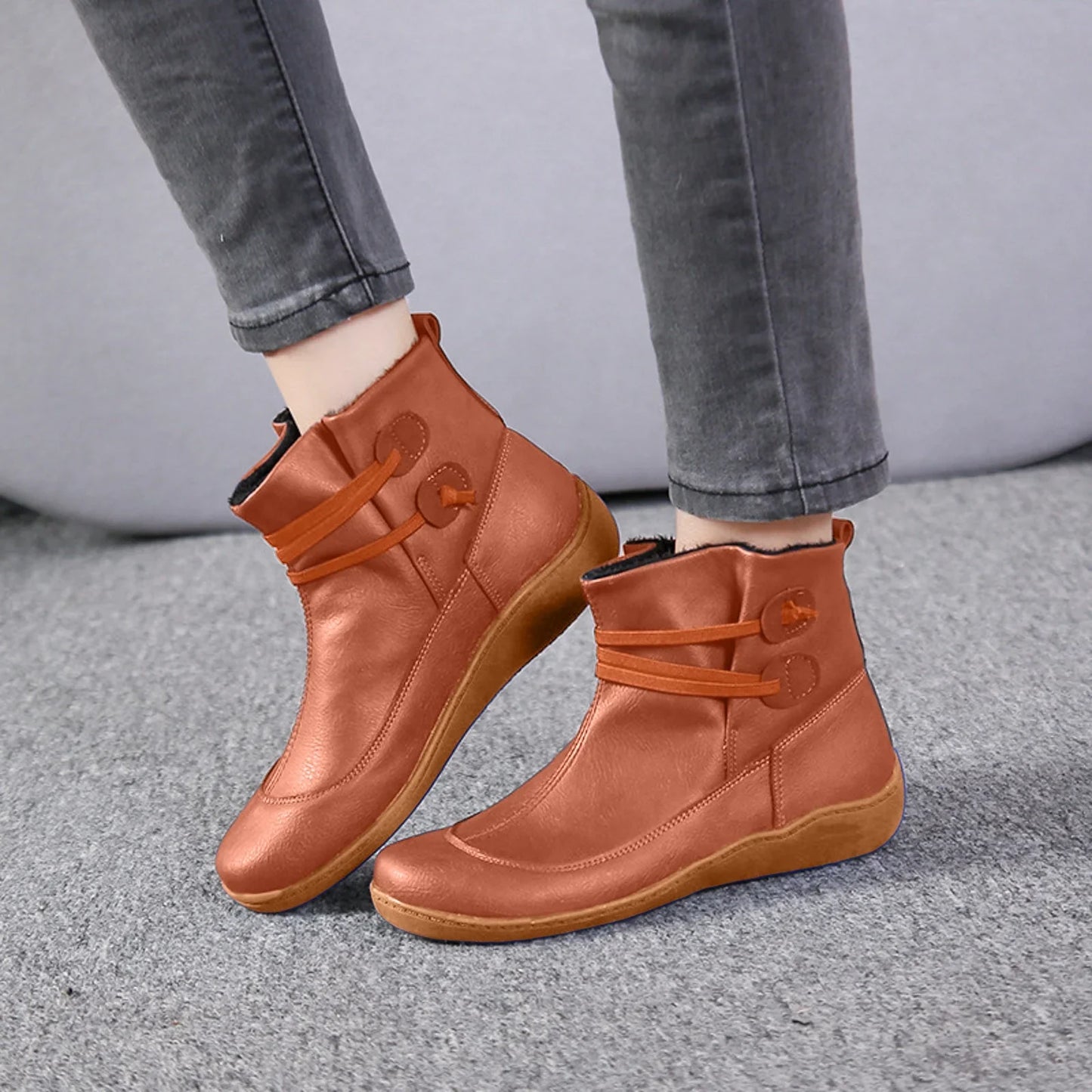 Insulated Water Resistant Leather Ankle Boots