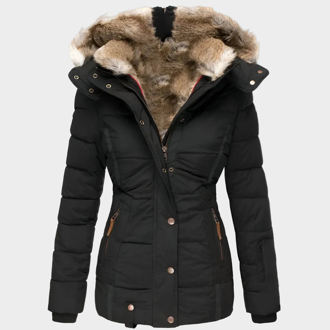 Ladies Down Filled Parka Coat Warm Fur Hooded Jacket - BritishElegance