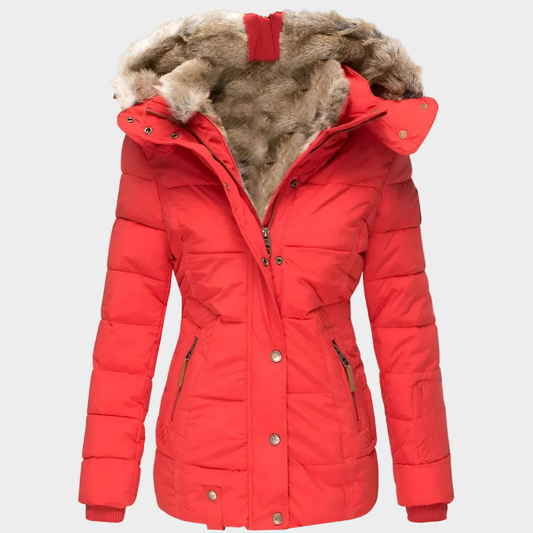 Ladies Down Filled Parka Coat Warm Fur Hooded Jacket