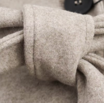 Women’s Beige Double-Breasted Trench Coat with Faux Fur Collar – Belted Longline Design