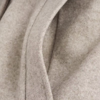 Women’s Beige Double-Breasted Trench Coat with Faux Fur Collar – Belted Longline Design