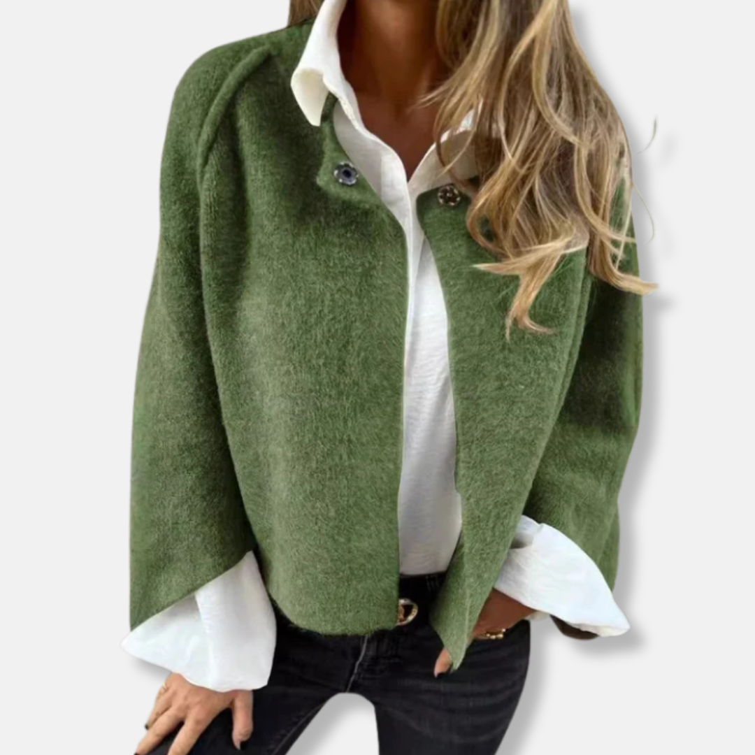 Women’s Cardigan – Oversized Loose Fit – Soft Knit – Collarless Open Front – Long Sleeve