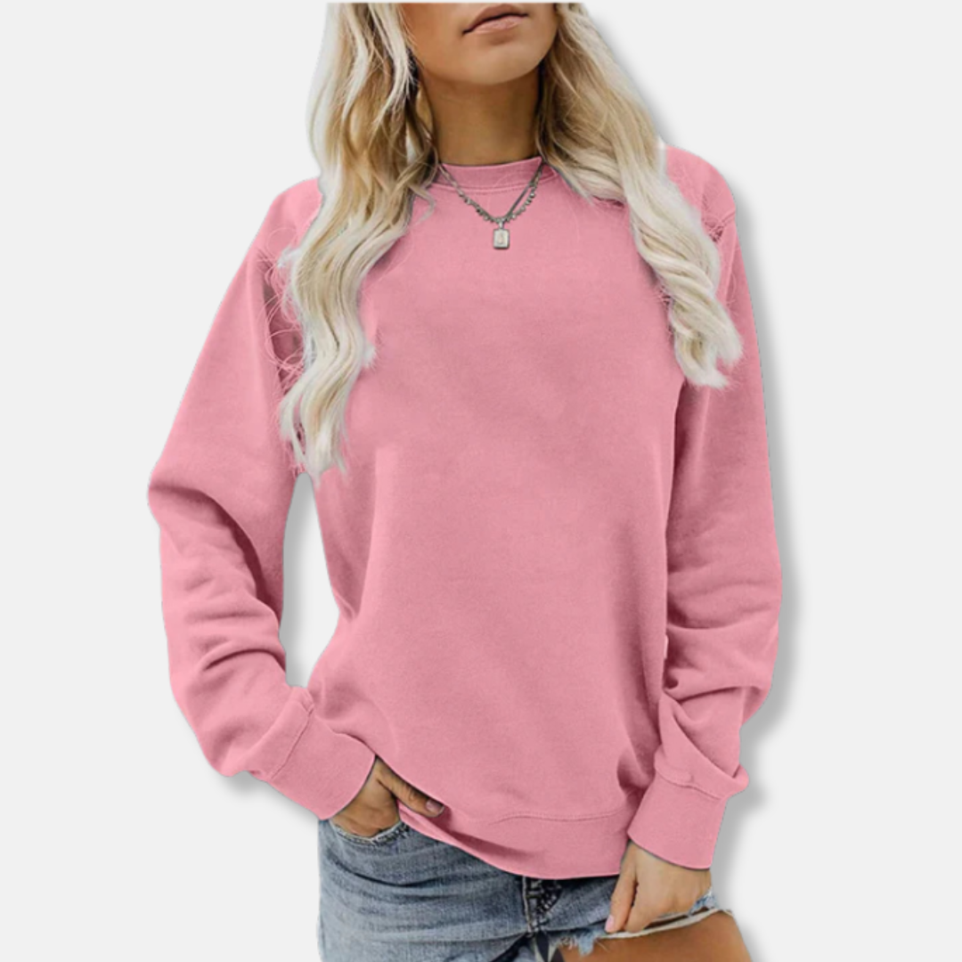 Women’s Crewneck Sweatshirt – Relaxed Fit – Cotton Blend – Ribbed Cuffs – Casual Wear