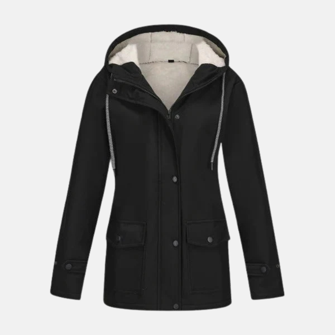 Women’s Hooded Jacket – Fleece Lined – Water-Resistant – Relaxed Fit – Mid-Thigh Length