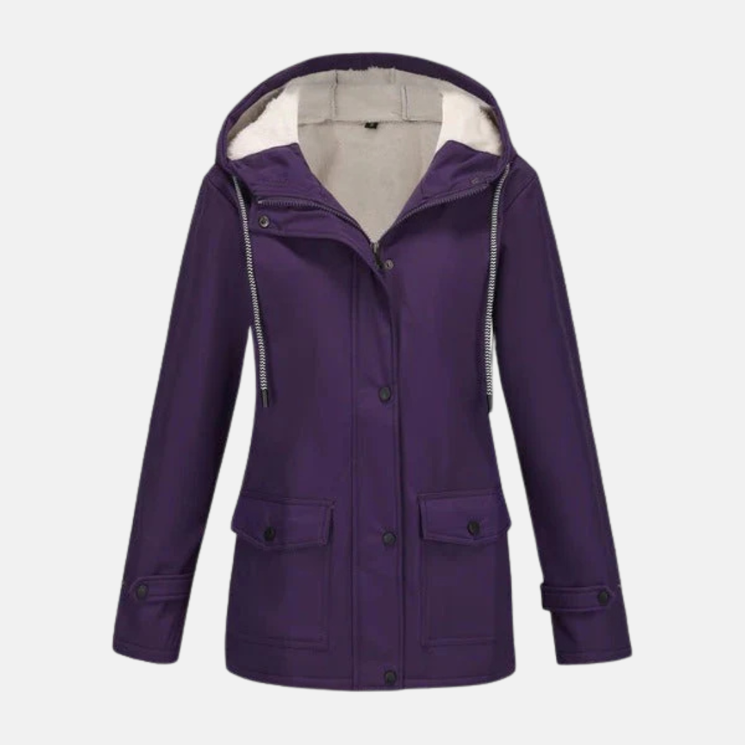 Women’s Hooded Jacket – Fleece Lined – Water-Resistant – Relaxed Fit – Mid-Thigh Length