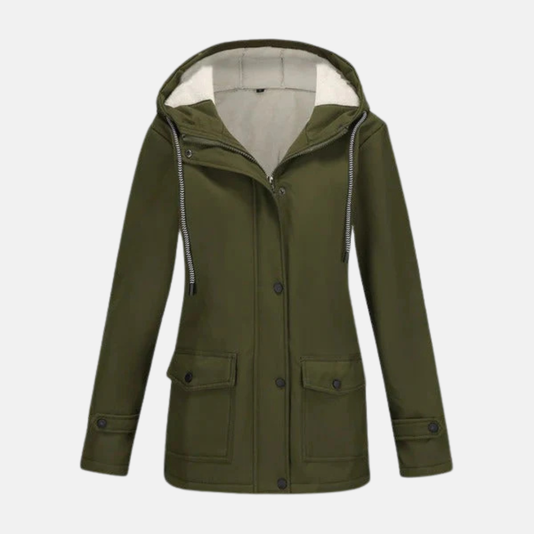 Women’s Hooded Jacket – Fleece Lined – Water-Resistant – Relaxed Fit – Mid-Thigh Length