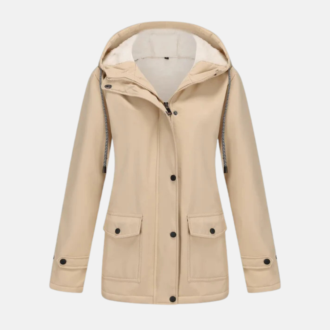 Women’s Hooded Jacket – Fleece Lined – Water-Resistant – Relaxed Fit – Mid-Thigh Length