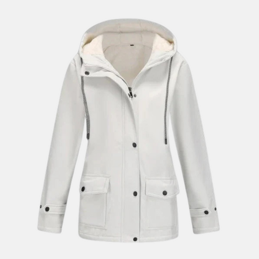 Women’s Hooded Jacket – Fleece Lined – Water-Resistant – Relaxed Fit – Mid-Thigh Length