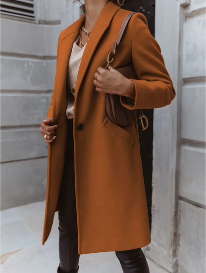 Women’s Long Tailored Coat – Elegant Structured Overcoat for Smart Layering