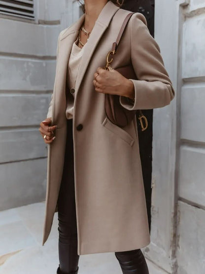 Women’s Long Tailored Coat – Elegant Structured Overcoat for Smart Layering