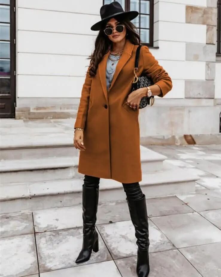 Women’s Long Tailored Coat – Elegant Structured Overcoat for Smart Layering