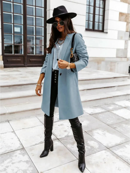 Women’s Long Tailored Coat – Elegant Structured Overcoat for Smart Layering