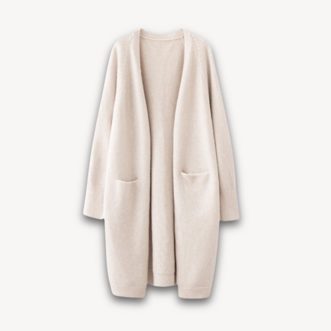 Women's Oversized Long Open Cardigan Jacket - BritishElegance