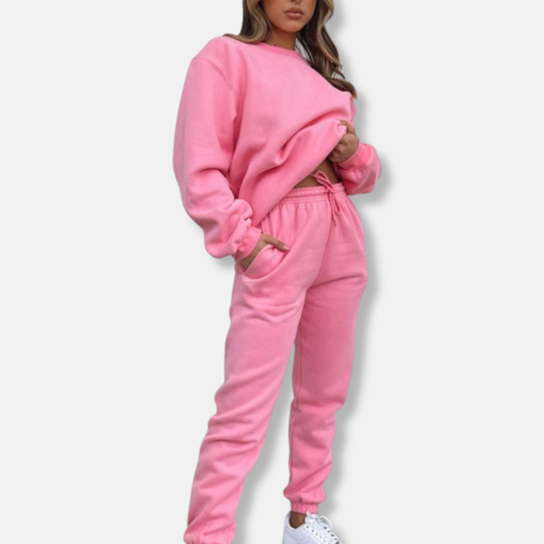 Women’s Loungewear Set – Relaxed Fit Top and Joggers – Soft Knit – Drawstring Waist