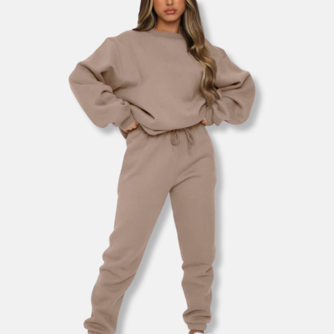 Women’s Loungewear Set – Relaxed Fit Top and Joggers – Soft Knit – Drawstring Waist