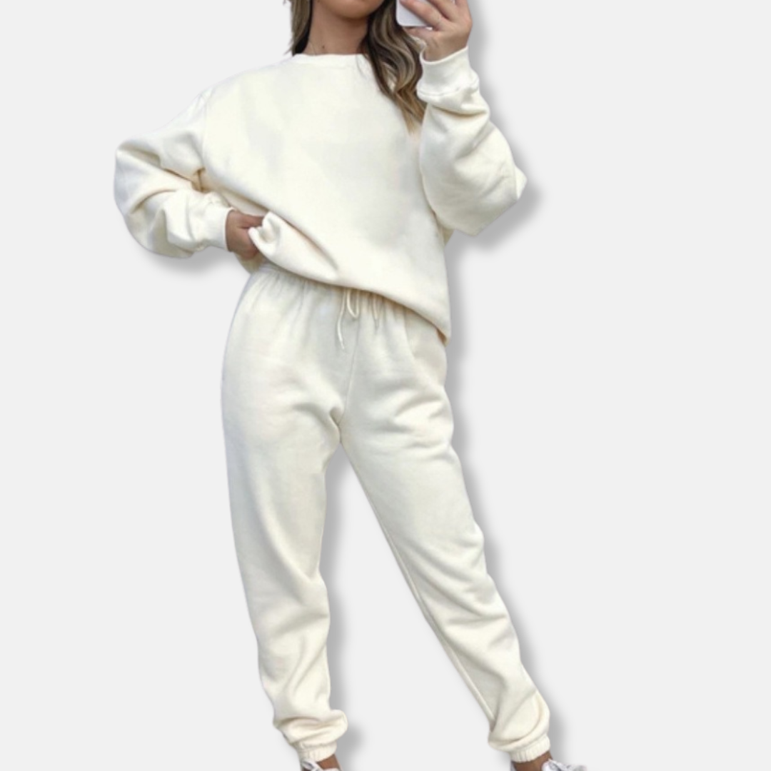 Women’s Loungewear Set – Relaxed Fit Top and Joggers – Soft Knit – Drawstring Waist