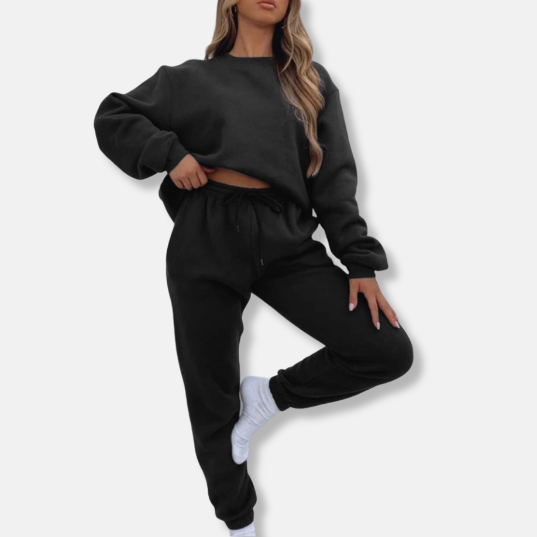 Women’s Loungewear Set – Relaxed Fit Top and Joggers – Soft Knit – Drawstring Waist