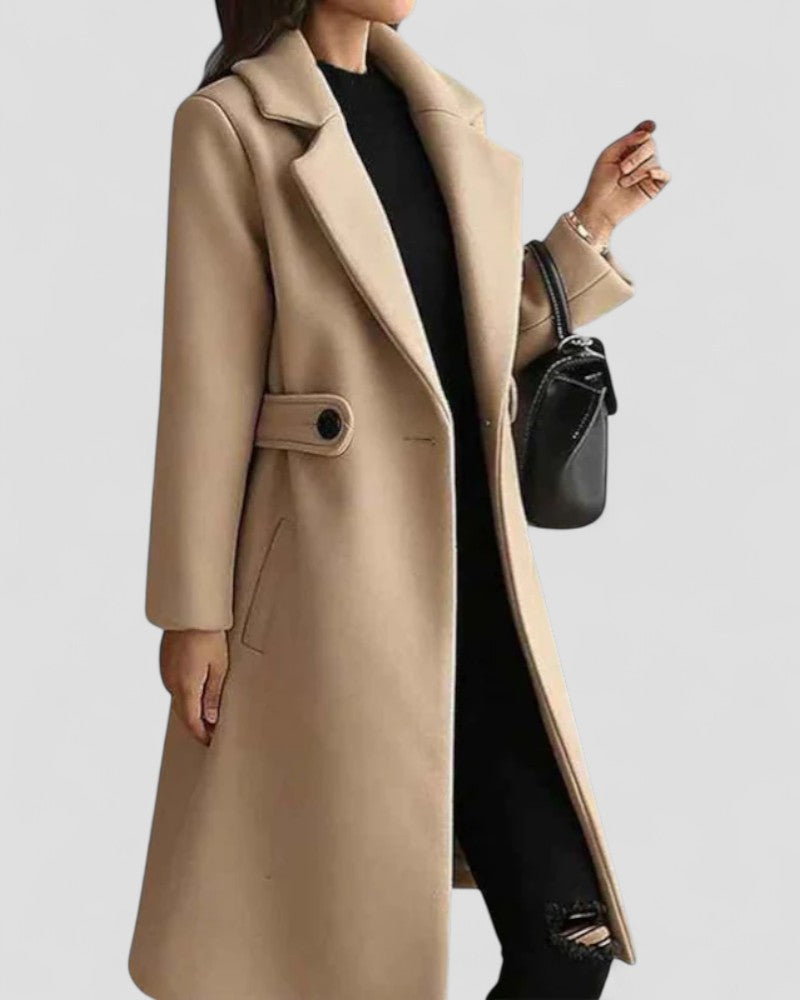 Women’s Maxi Coat with Lapel Collar – All-Season Elegance