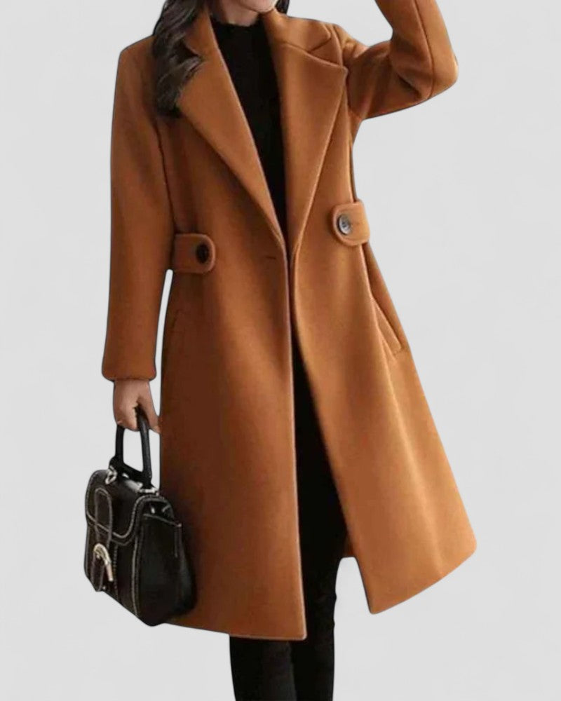 Women’s Maxi Coat with Lapel Collar – All-Season Elegance