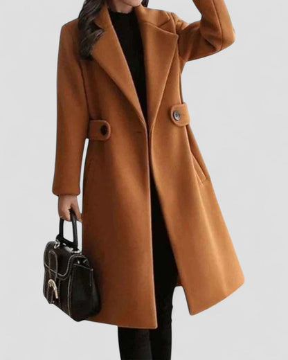 Women’s Maxi Coat with Lapel Collar – All-Season Elegance