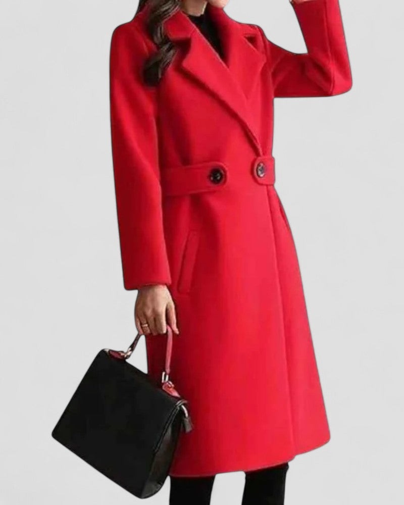 Women’s Maxi Coat with Lapel Collar – All-Season Elegance