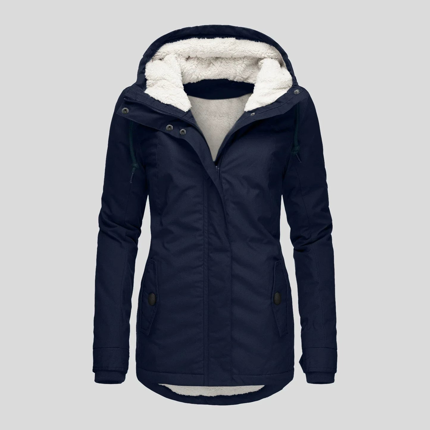 Women’s Parka Coat – Semi-Fitted – Plush Lined Hood – Weather-Resistant – Mid-Thigh Length