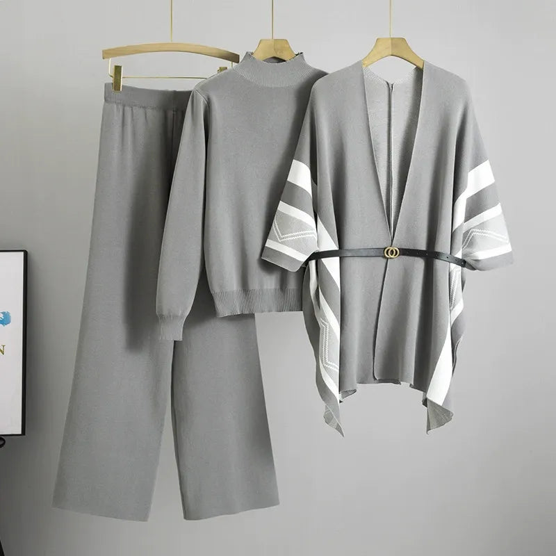 Women’s Shawl Cardigan – Knitted – Relaxed Fit – Belted Mid-Length Draped Style