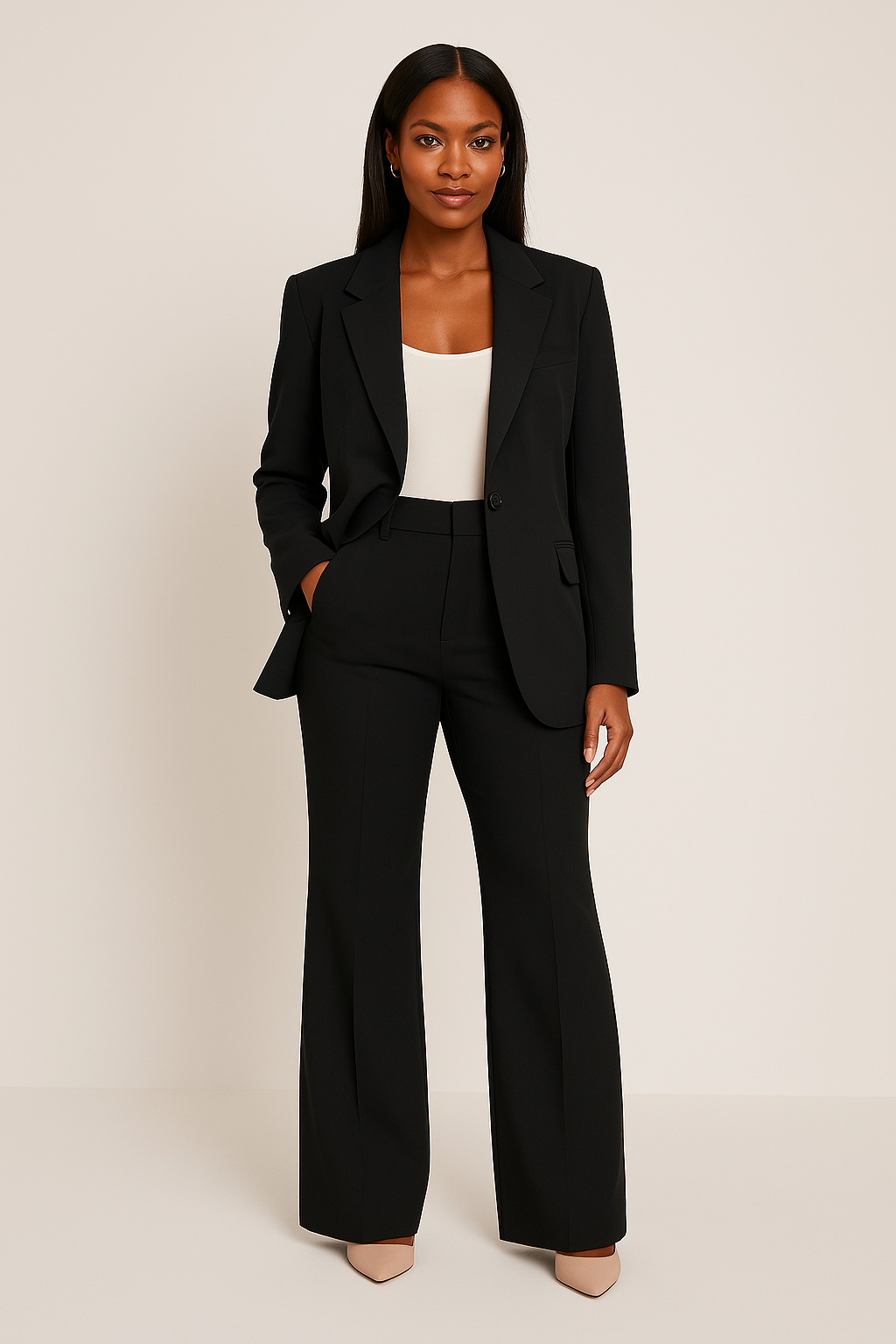 Classic 2 Piece Ladies Suit Set Jacket & Trousers - BritishElegance