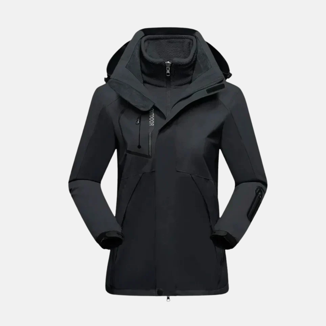Women’s Winter  Outdoor Jacket – Tailored Fit – Water-Resistant – Removable Fleece Liner – Hooded