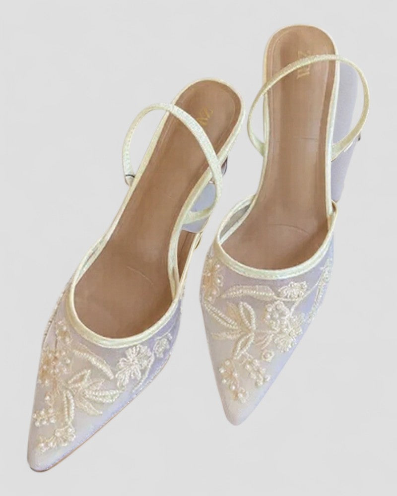 Women’s Floral Mesh Slingback Heels