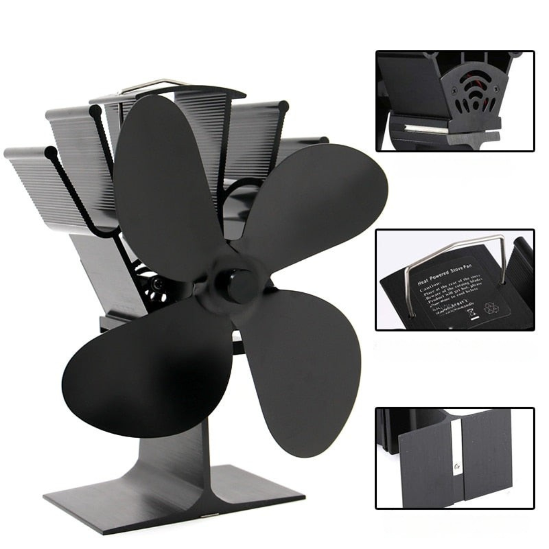 EcoFan | Wood Stove Heat-Powered Aluminum Fan for Even Airflow