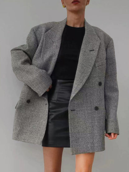 Maliyah | Wool-Blend Plaid Belted Blazer