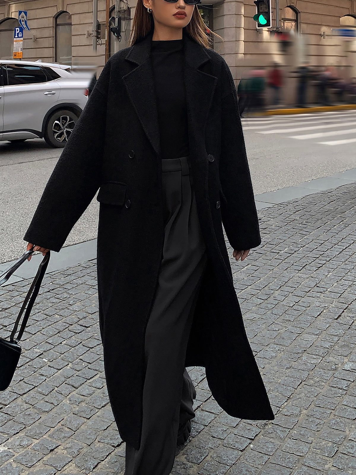 Katie | Chic Wool-Blend Tweed Long Coat
