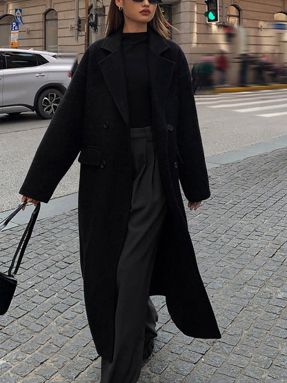 Katie | Chic Wool-Blend Tweed Long Coat