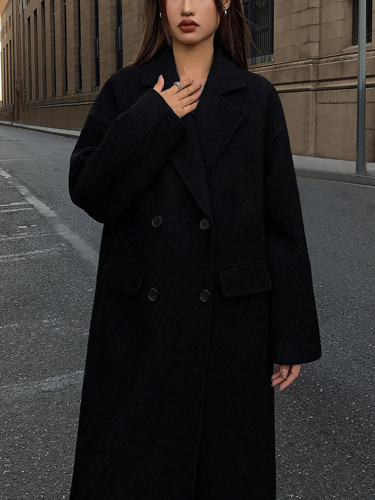 Katie | Chic Wool-Blend Tweed Long Coat