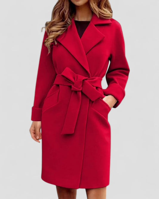 Women’s Elegant Plaid Lace-Up Winter Coat