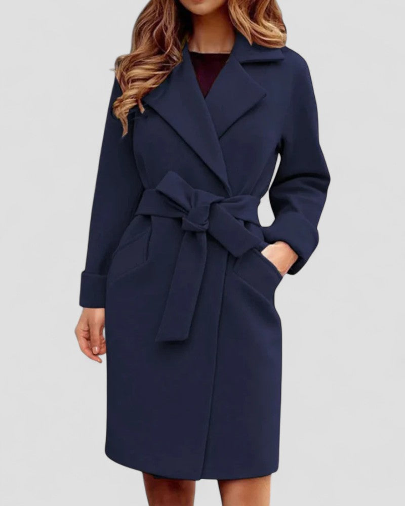 Women’s Elegant Plaid Lace-Up Winter Coat