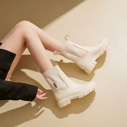 Women’s Rainproof Knit Shaft Boots