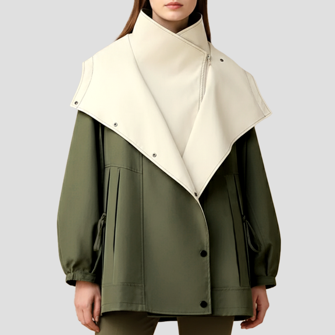 Women’s High-Collar Cape Lapel Short Coat