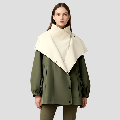Women’s High-Collar Cape Lapel Short Coat