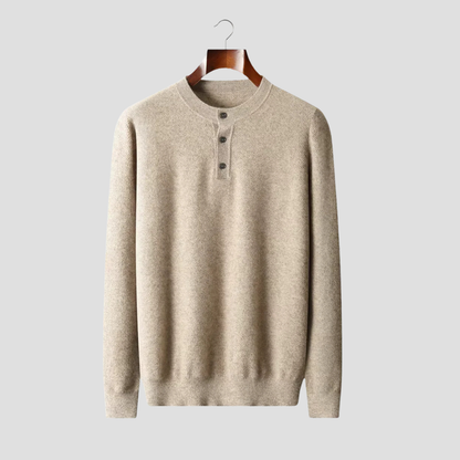 Men’s Three-Button Henley Knit Sweater