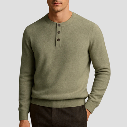 Men’s Three-Button Henley Knit Sweater