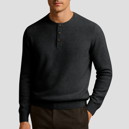 Men’s Three-Button Henley Knit Sweater