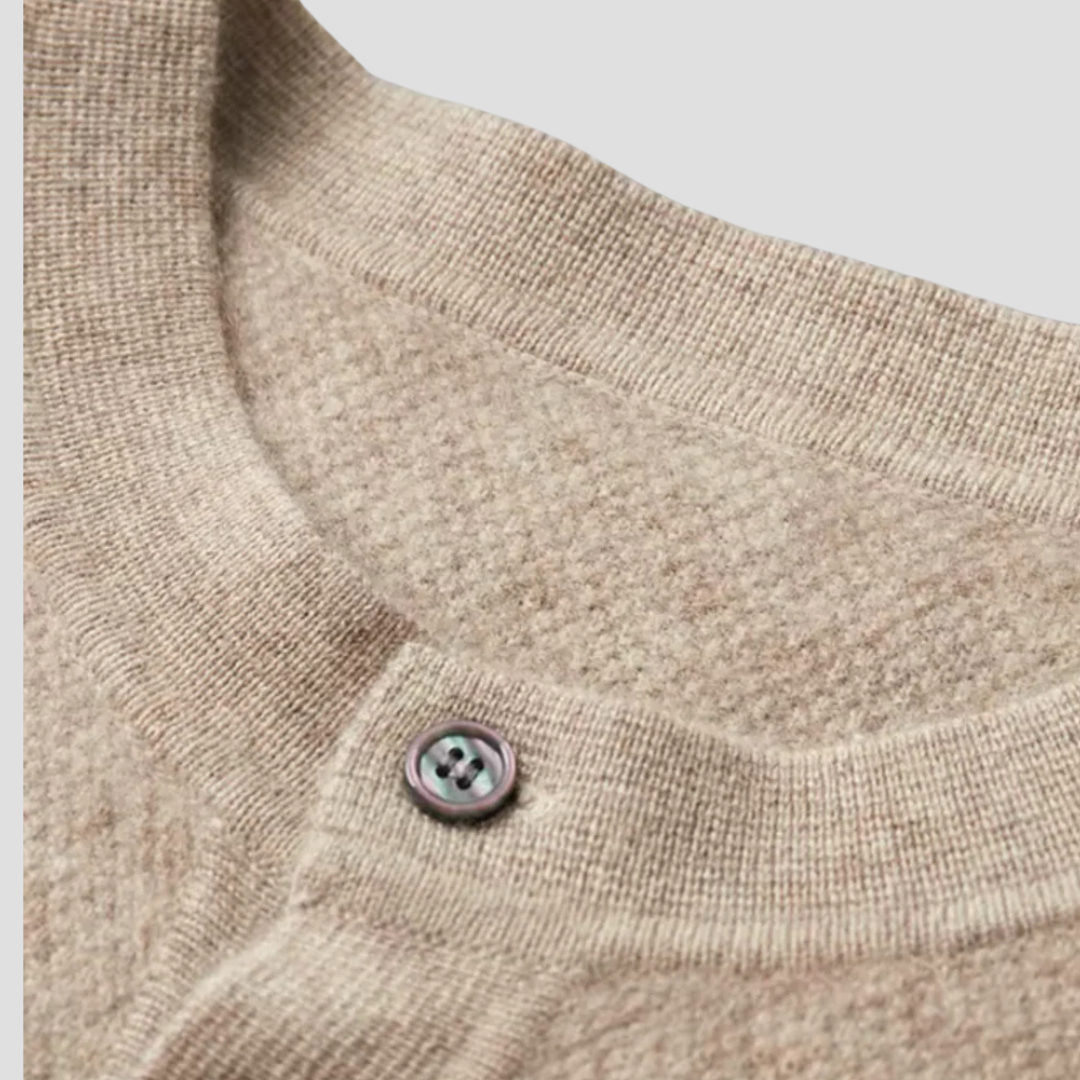 Men’s Three-Button Henley Knit Sweater
